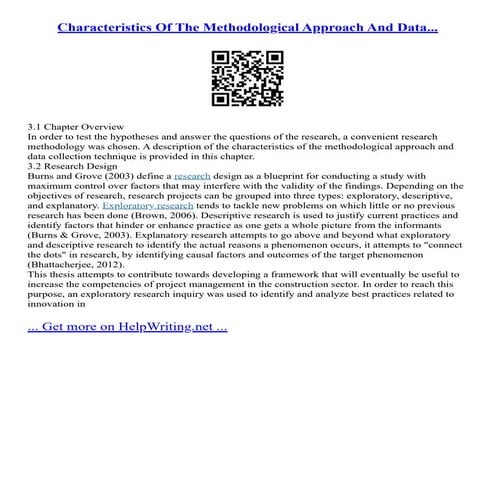 Characteristics Of The Methodological Approach And Data... | PDF