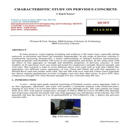 Characteristic study on pervious concrete