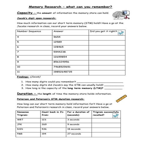 Characteristics worksheet
