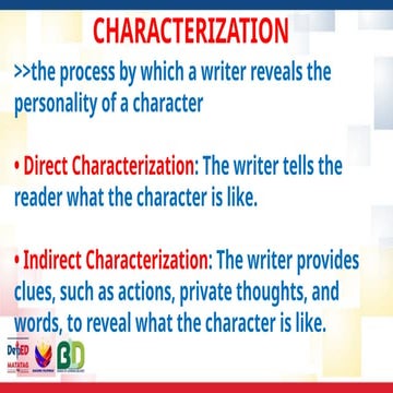 The Characterization Lesson in English 10 | PPTX