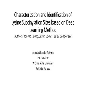 Characterization and identification of lysine succinylation sites based