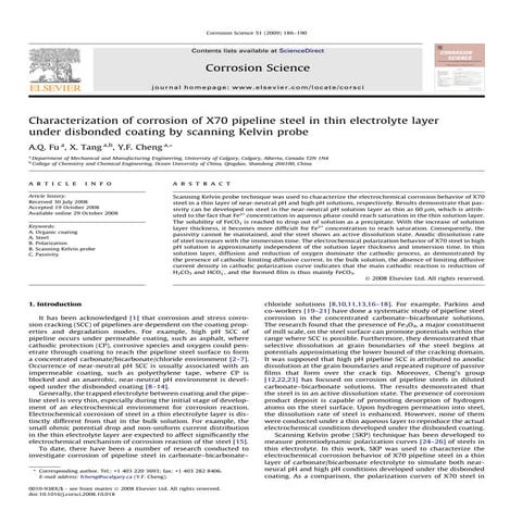 Characterization of corrosion of x70 pipeline steel in thin electrolyte layer