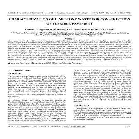 Characterization of limestone waste for construction of flexible ...