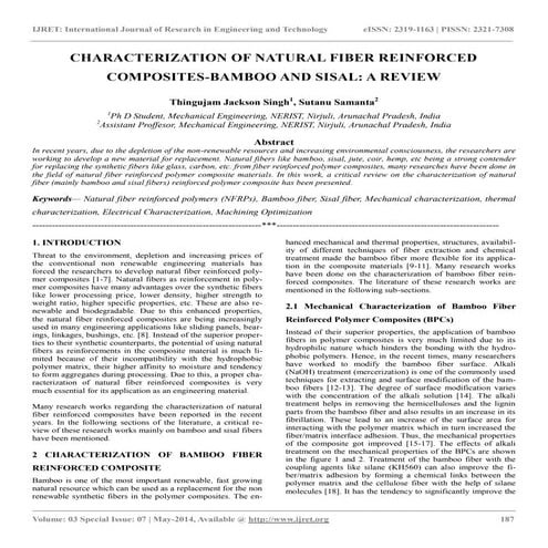 Characterization of natural fiber reinforced composites bamboo and sisal a re...