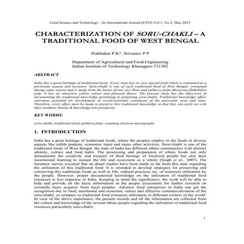 Characterization of soru chakli  a