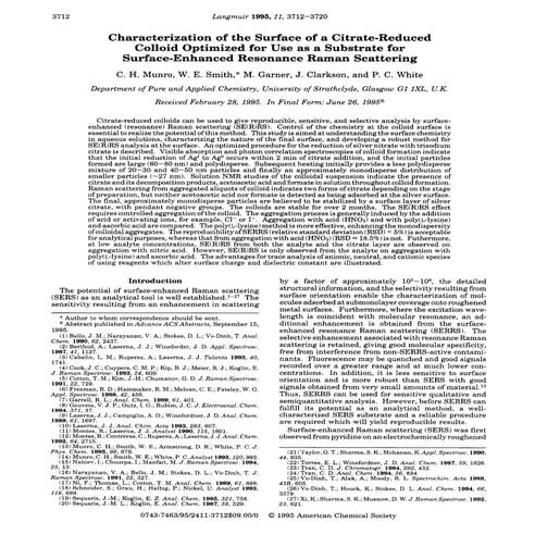 Characterization of the surface of a citrate reduced colloid optimized for us...