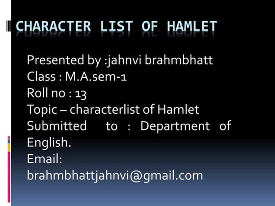 Character List Of Hamlet 3 character list hamlet | PPT