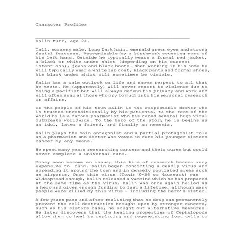 Character profile - kalin murr 