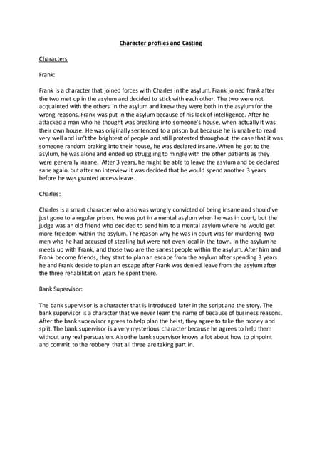 Character profiles and casting