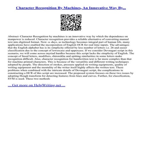 Character Recognition By Machines, An Innovative Way By... | PDF