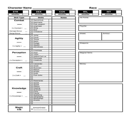 Argor character sheet (demo)