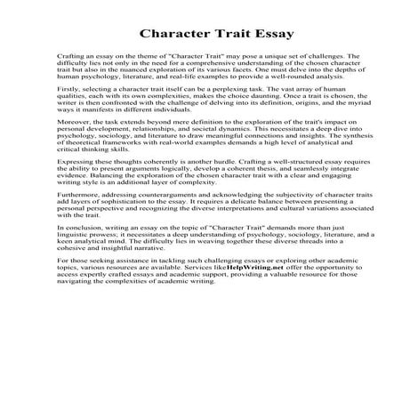 Character Trait Essay. South Suburban College