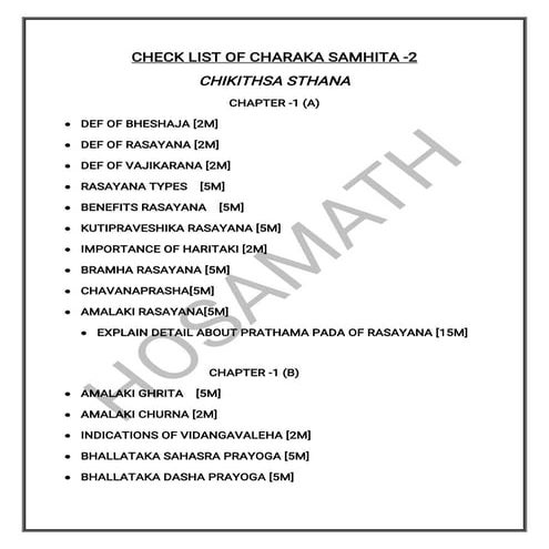 Charaka question paper list | PDF