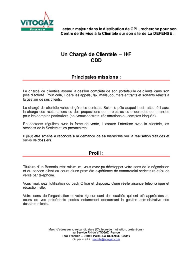 Charge De Clientele H F Cdd