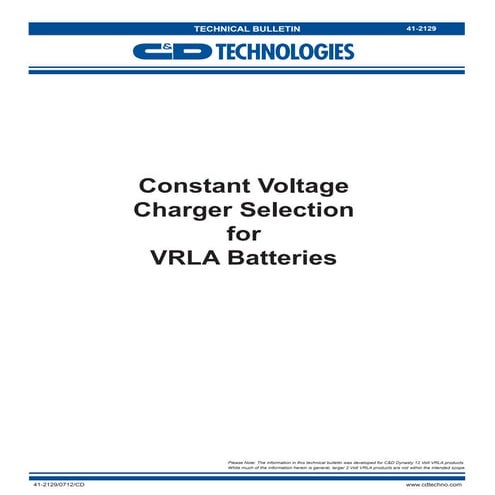 Charger selection for vrla batteries