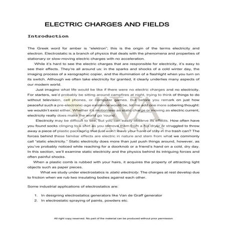 electric charges and fields class 12 study material pdf download