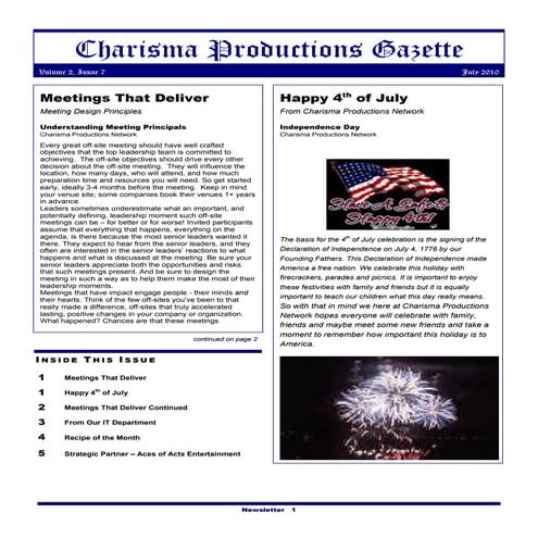 Charisma Productions Gazette Volume 2 Issue 7