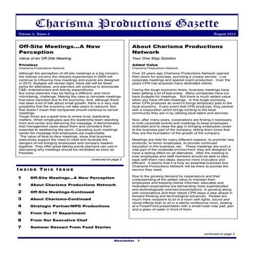 Charisma Productions Gazette Volume 2 Issue 8