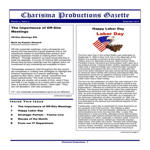 Charisma productions gazette volume 2, issue 9