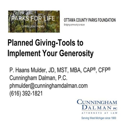 Planned Giving Presentation for Ottawa County Parks Foundation