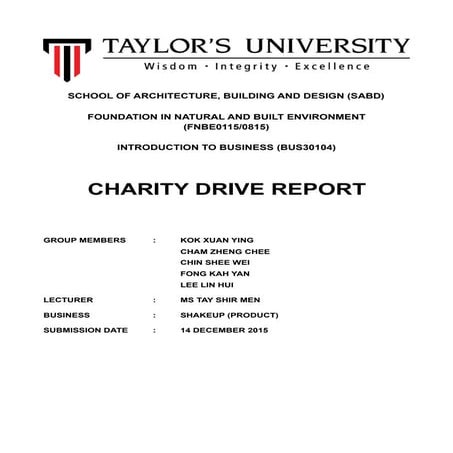 Charity drive report 2