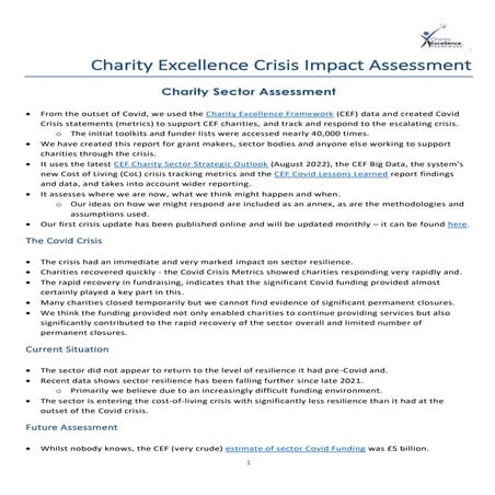 Charity Excellence Crisis Impact Assessment & Forecast For Grant Makers & Sec...
