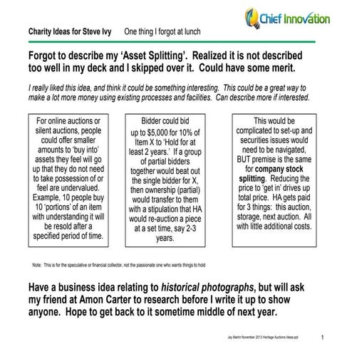 Charity ideas- Various