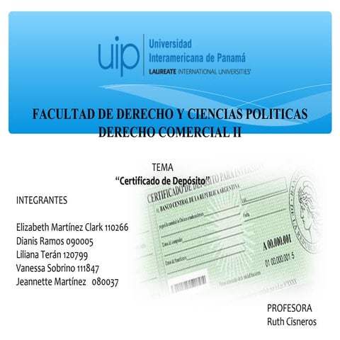 Certificado de Deposito Panama