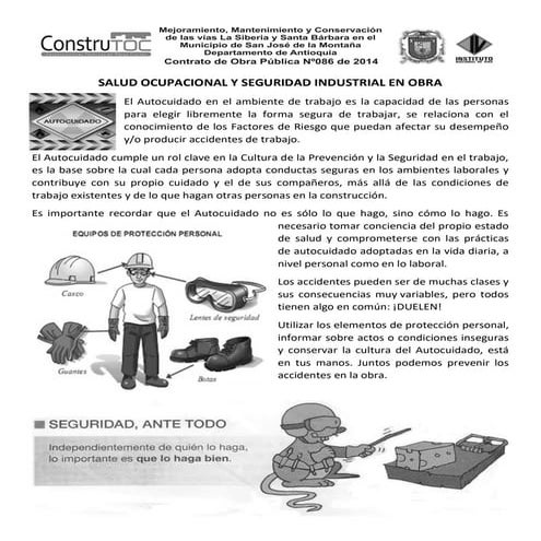 Charla de autocuidado para el uso de los elementos de seguridad