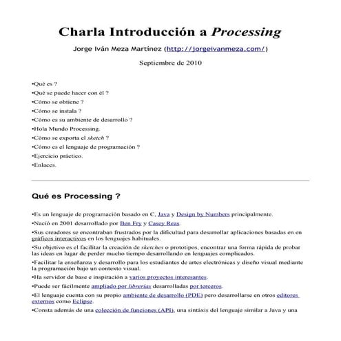 Charla introducción a processing - 2010/09