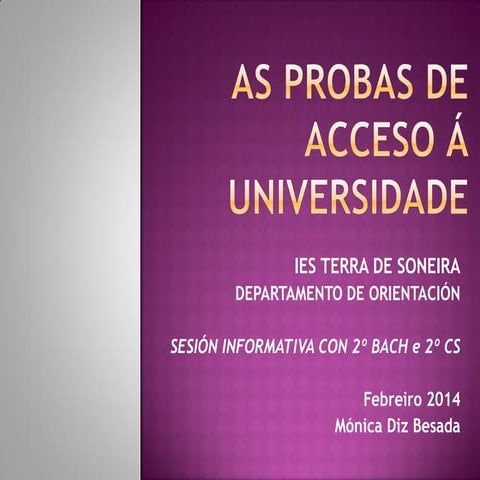 Charla orientación 2º bacharelato 2014