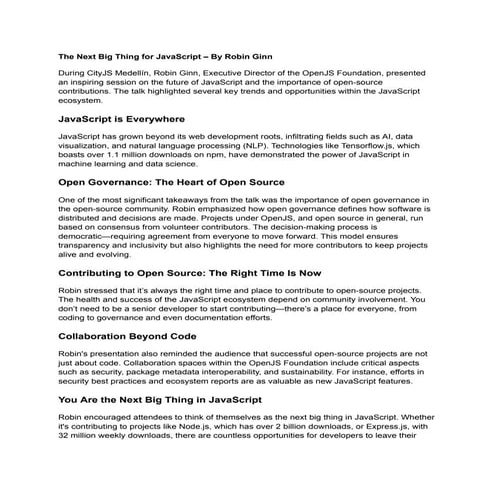 Charlas CityJS, una por una, atestiguando el crecimiento tech