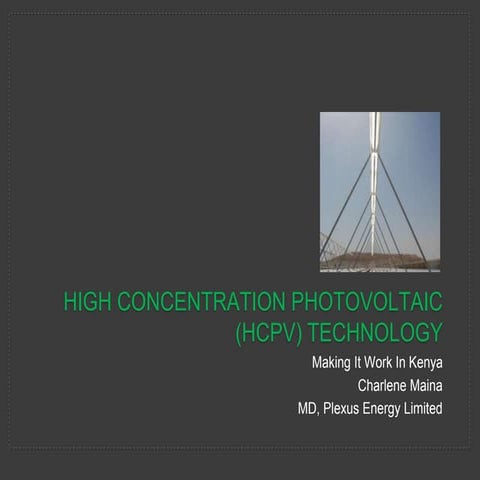 High Concentration Photovoltaic (HCPV) Technology