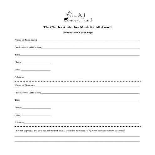 Charles ansbacher award nomination cover page | PDF