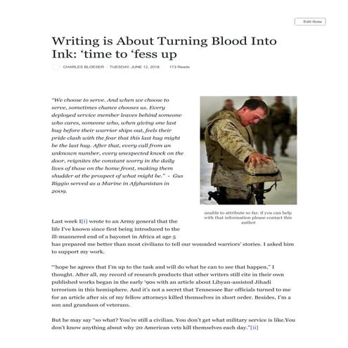 Writing is About Turning Blood Into Ink: 'time to 'fess up