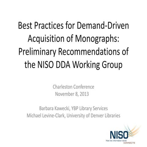 Levine-Clark, Michael, and Barbara Kawecki, "Best Practices for Demand-Driven...