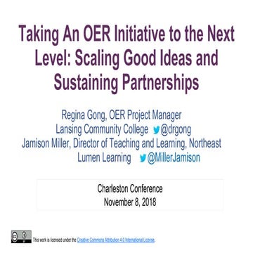 Taking an OER Initiative to the Next Level: Scaling Good Ideas and Sustaining...