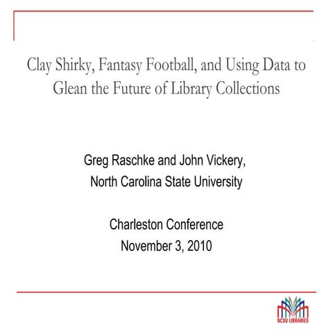 Clay Shirky, Fantasy Football, and Using Data to Glean the Future of Library ...