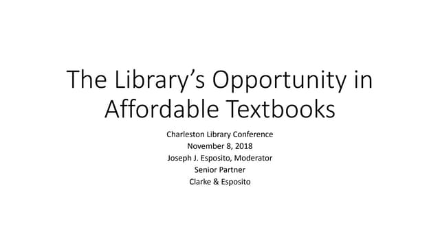 Charleston conference, affordable textbooks