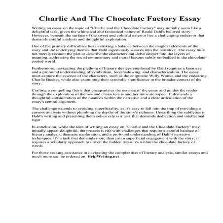 Charlie And The Chocolate Factory Essay