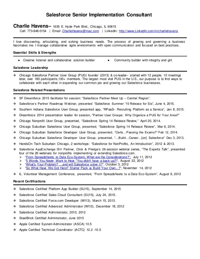 salesforce administrator resume