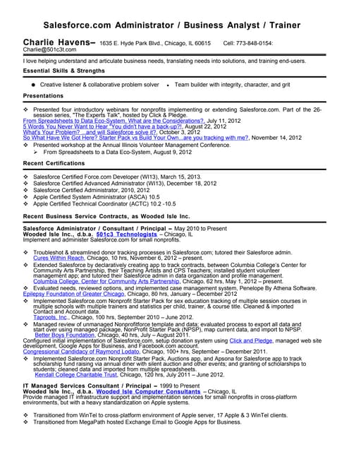salesforce administrator resume
