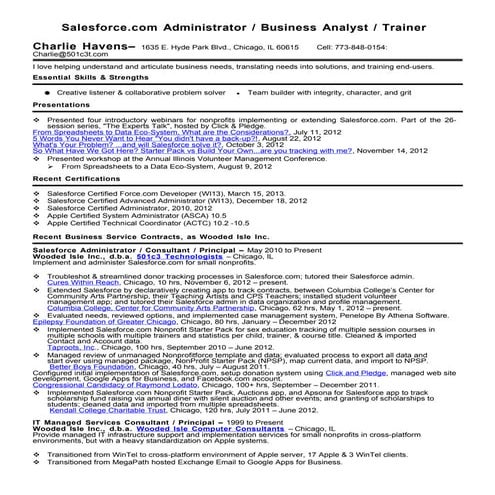 Charlie Havens Salesforce.com Advanced Administrator and Force.com Developer ...