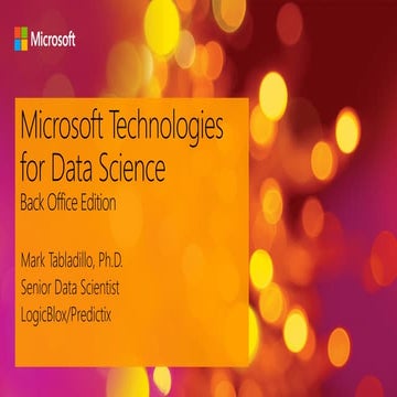 Microsoft Data Science Technologies: Back Office Edition