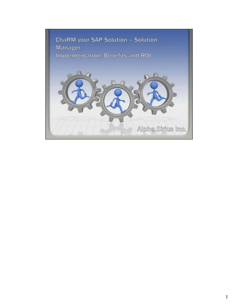ChaRM your SAP Solution Solution Manager Benefits and ROI