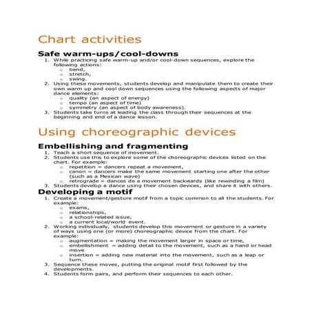 Chart activities