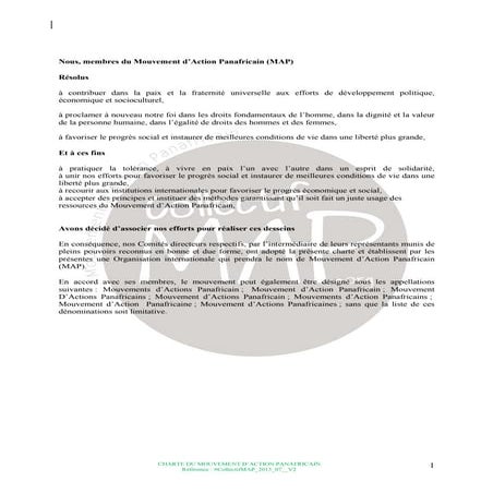 Charte du Mouvement d’Action Panafricain (MAP)