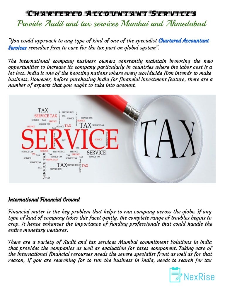 Chartered Accountant Services Provide Audit and tax services Mumbai