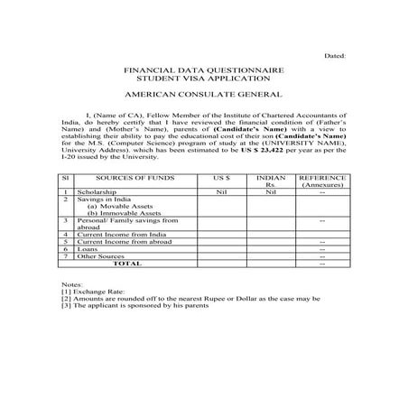 CA Statement for f1 visa sample