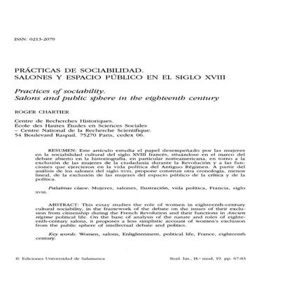 ‐Chartier, Roger "Prácticas de sociabilidad. Salones y espacio público en el ...